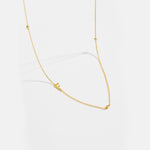 925 Sterling Silver Sideways Initial Letter CZ Station Necklace 80100076