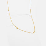 925 Sterling Silver Sideways Initial Letter CZ Station Necklace 80100076