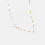 925 Sterling Silver Sideways Initial Letter CZ Station Necklace 80100076