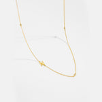 925 Sterling Silver Sideways Initial Letter CZ Station Necklace 80100076