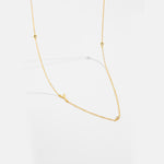925 Sterling Silver Sideways Initial Letter CZ Station Necklace 80100076
