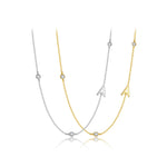 925 Sterling Silver Sideways Initial Letter CZ Station Necklace 80100076