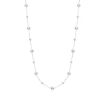 925 Sterling Silver 60cm/90cm Long Pearl Station Necklace 80100095