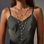 925 Sterling Silver 60cm/90cm Long Pearl Station Necklace 80100095