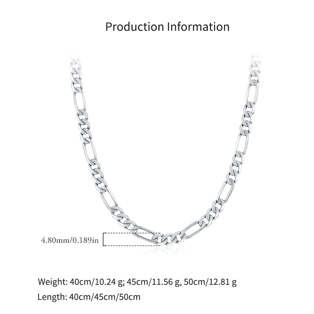 925 Sterling Silver Classic Figaro Link Chain Necklace 80100096