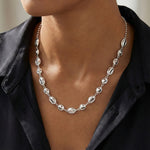 925 Sterling Silver Irregular Pebble Link Necklace 80100101