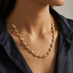 925 Sterling Silver Irregular Pebble Link Necklace 80100101