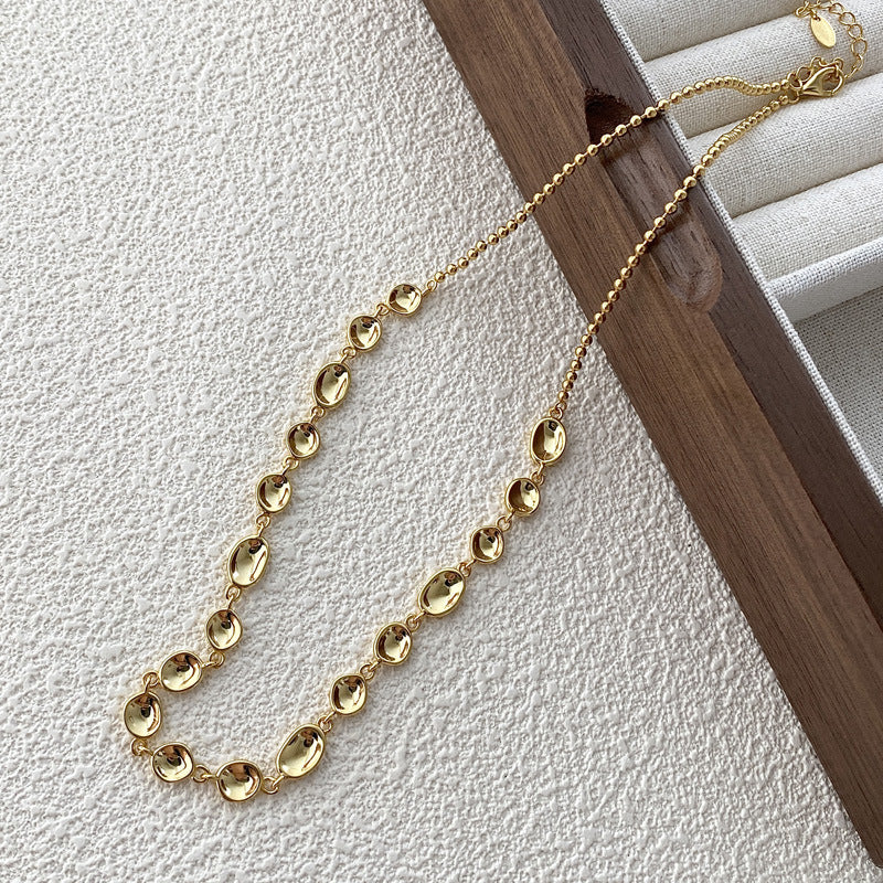 925 Sterling Silver Irregular Pebble Link Necklace 80100101