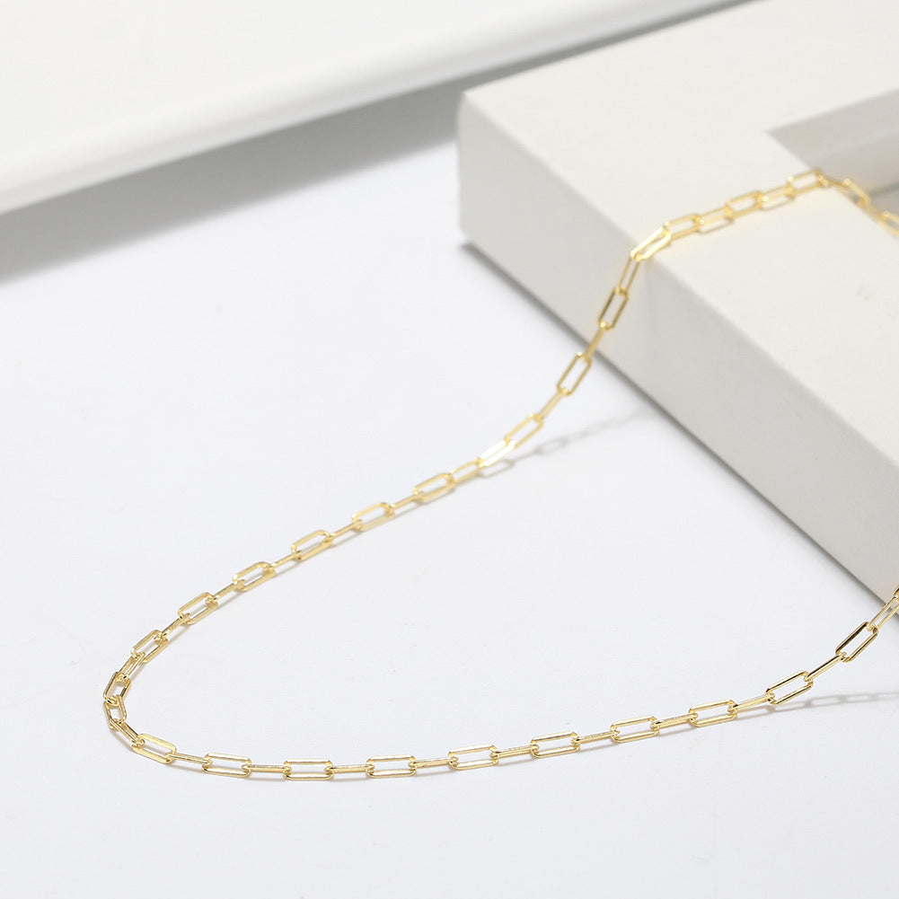 925 Sterling Silver 14K Yellow Gold Plated Paperclip Chain Necklace 80100104
