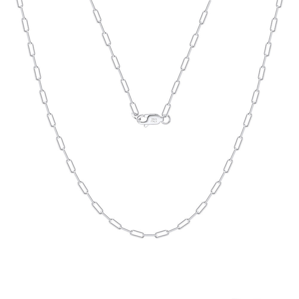925 Sterling Silver Rhodium Plated Paperclip Chain Necklace 80100105
