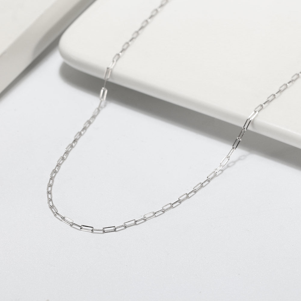 925 Sterling Silver Rhodium Plated Paperclip Chain Necklace 80100105