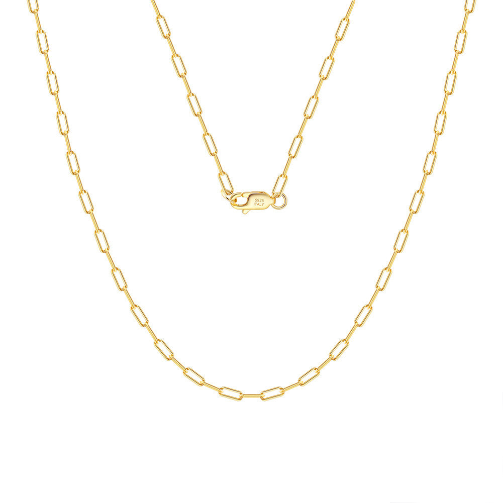 925 Sterling Silver 18K Yellow Gold Plated Paperclip Chain Necklace 80100106
