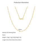 925 Sterling Silver 18K Yellow Gold Plated Paperclip Chain Necklace 80100106