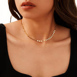 925 Sterling Silver Mirror Disc Sequin Chain Necklace 80100107