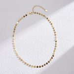 925 Sterling Silver Mirror Disc Sequin Chain Necklace 80100107