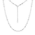 925 Sterling Silver Mirror Disc Sequin Chain Necklace 80100107