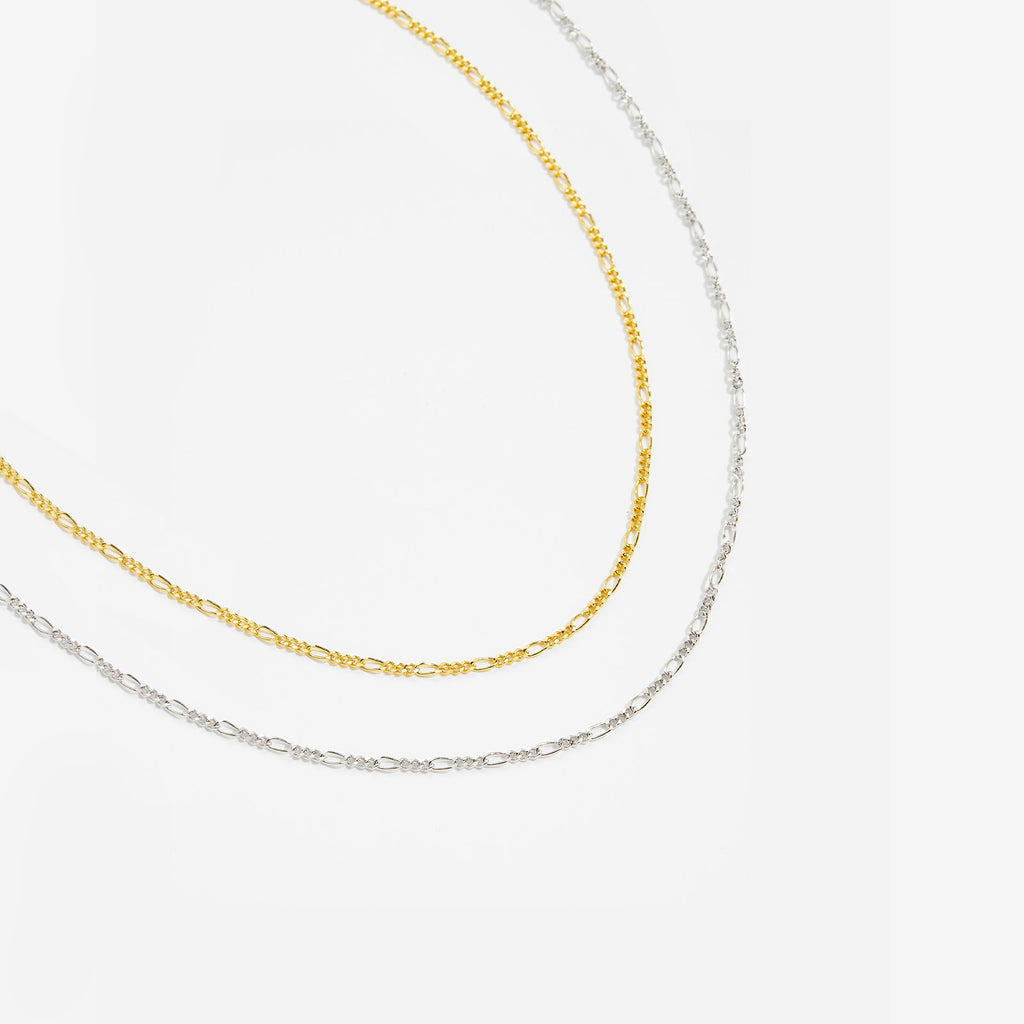 925 Sterling Silver Figaro Chain Link Necklace 80100108