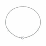 925 Sterling Silver CZ Tennis Chain Heart Toggle Necklace 80100110