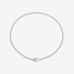 925 Sterling Silver CZ Tennis Chain Heart Toggle Necklace 80100110