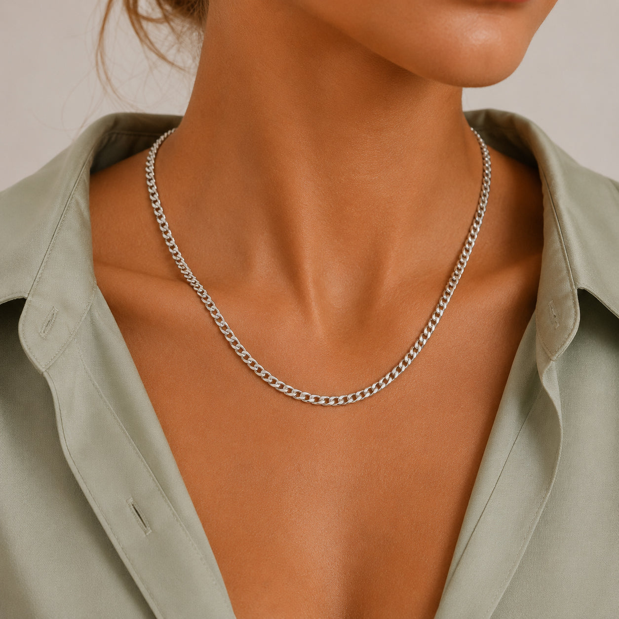 Wholesale 925 Sterling Silver 3mm Curb Link Chain Hip Hop Necklace 80100114
