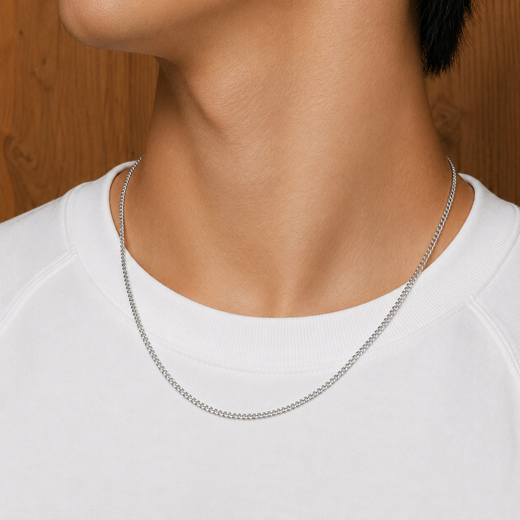 Wholesale 925 Sterling Silver 3mm Curb Link Chain Hip Hop Necklace 80100114