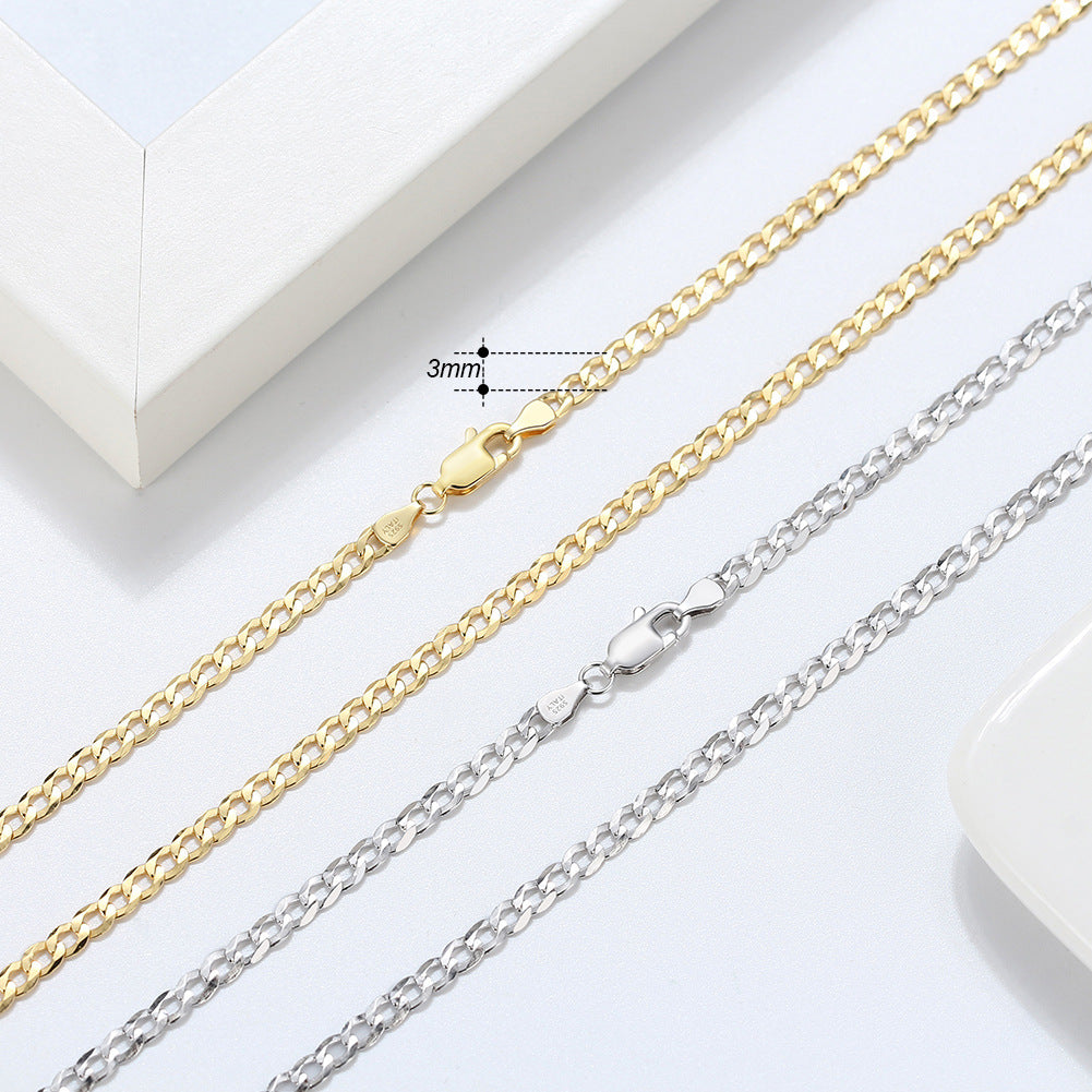 Wholesale 925 Sterling Silver 3mm Curb Link Chain Hip Hop Necklace 80100114