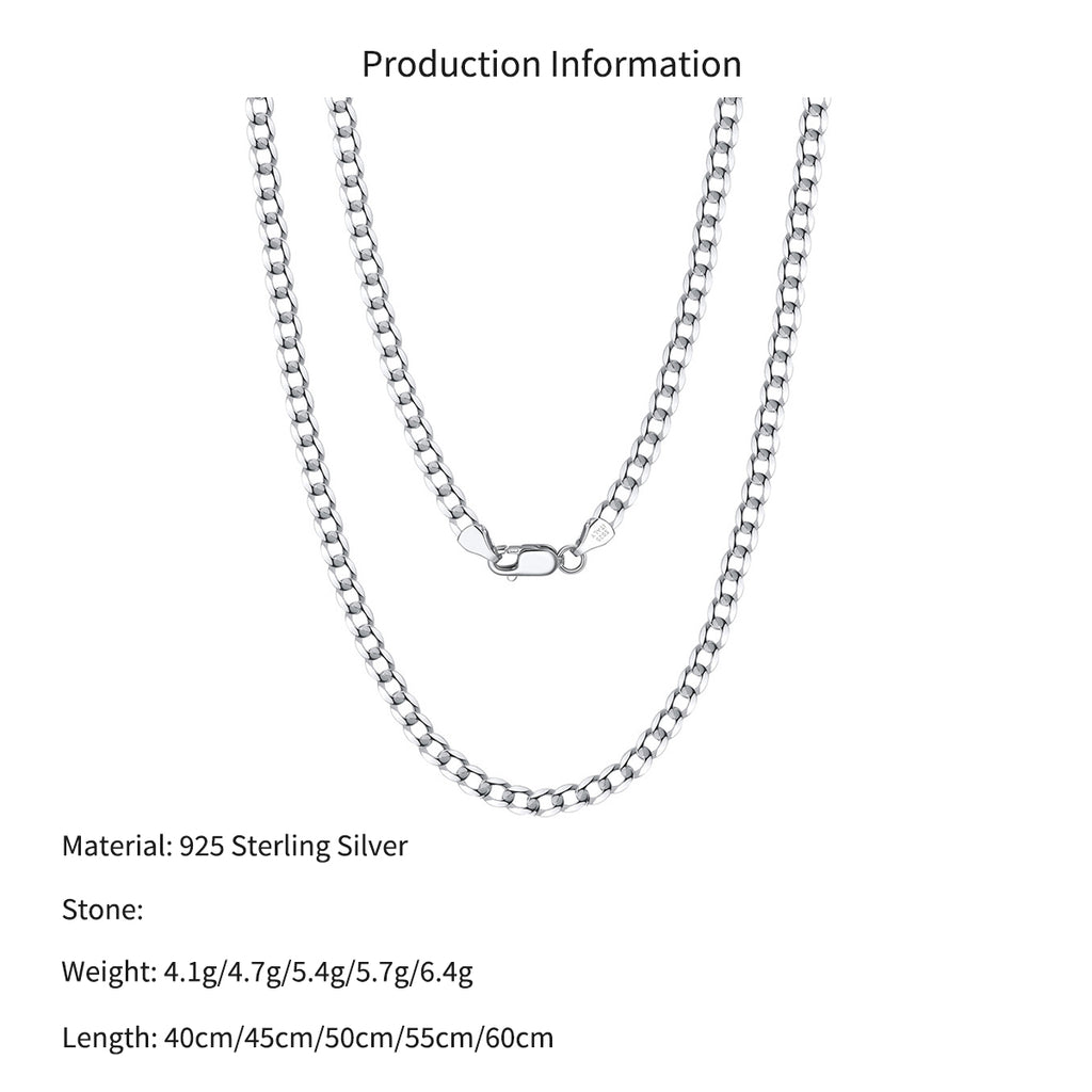 Wholesale 925 Sterling Silver 3mm Curb Link Chain Hip Hop Necklace 80100114