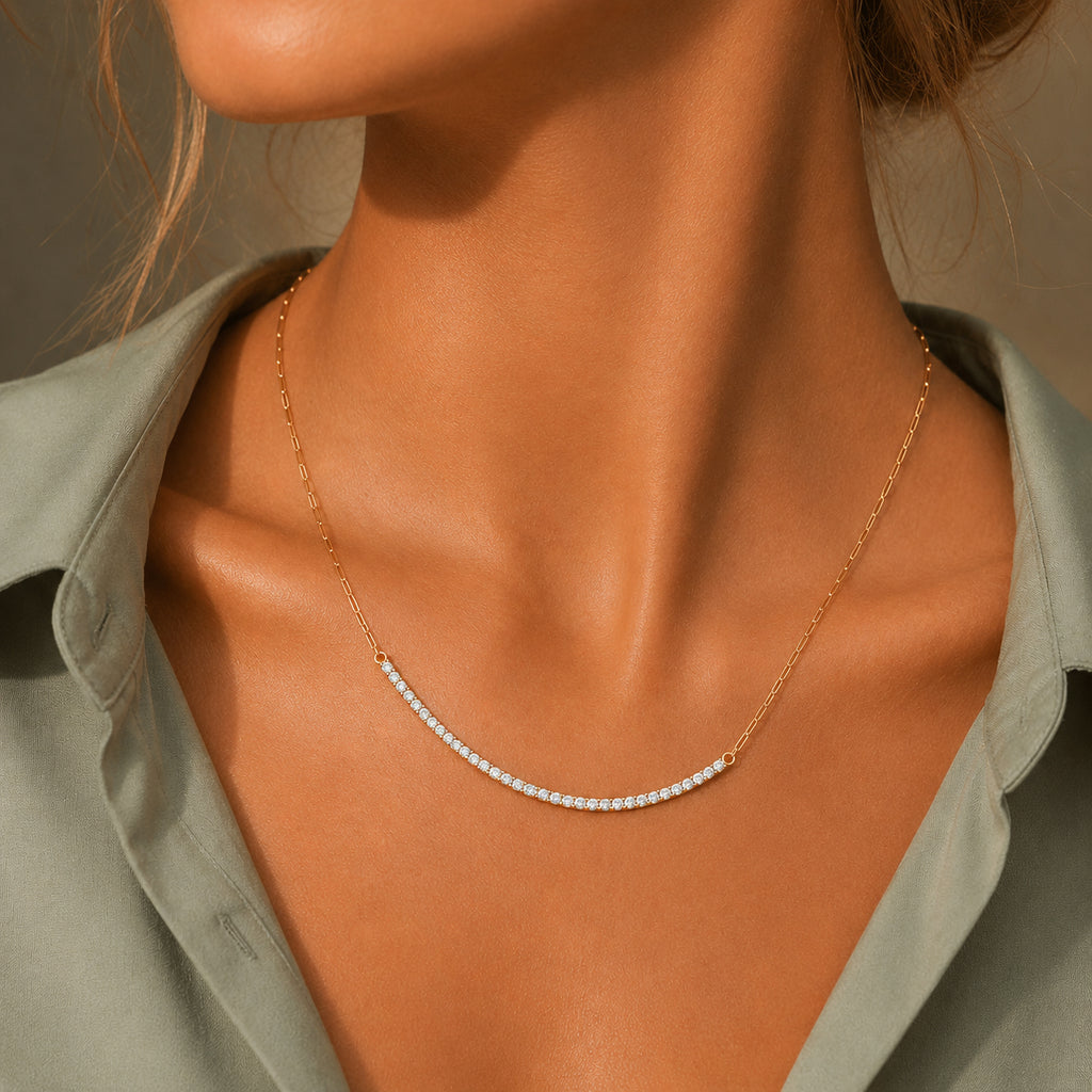 Wholesale 925 Sterling Silver Half CZ Paperclip Link Chain Necklace 80100115
