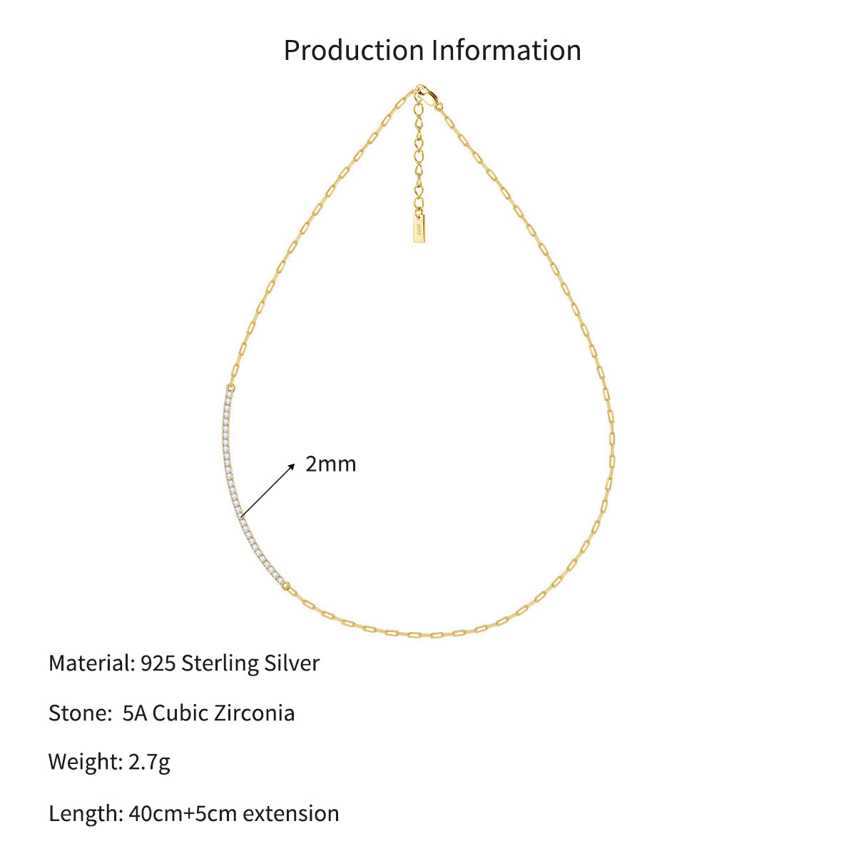 Wholesale 925 Sterling Silver Half CZ Paperclip Link Chain Necklace 80100115