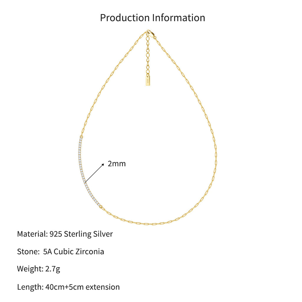 Wholesale 925 Sterling Silver Half CZ Paperclip Link Chain Necklace 80100115