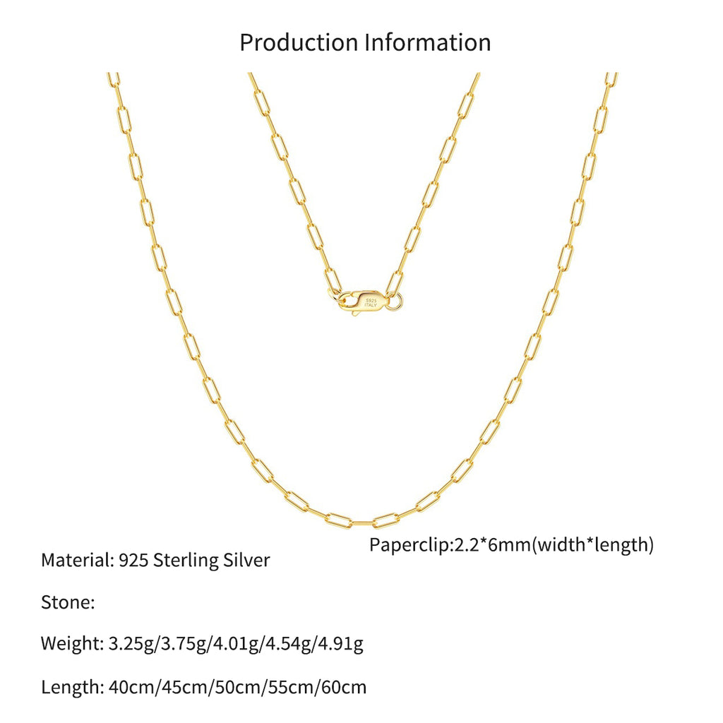 Wholesale 925 Sterling Silver 2.2mm Paperclip Link Chain Necklace 80100116
