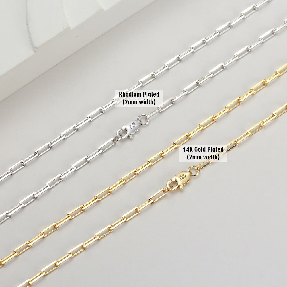Wholesale 925 Sterling Silver 2.2mm Paperclip Link Chain Necklace 80100116
