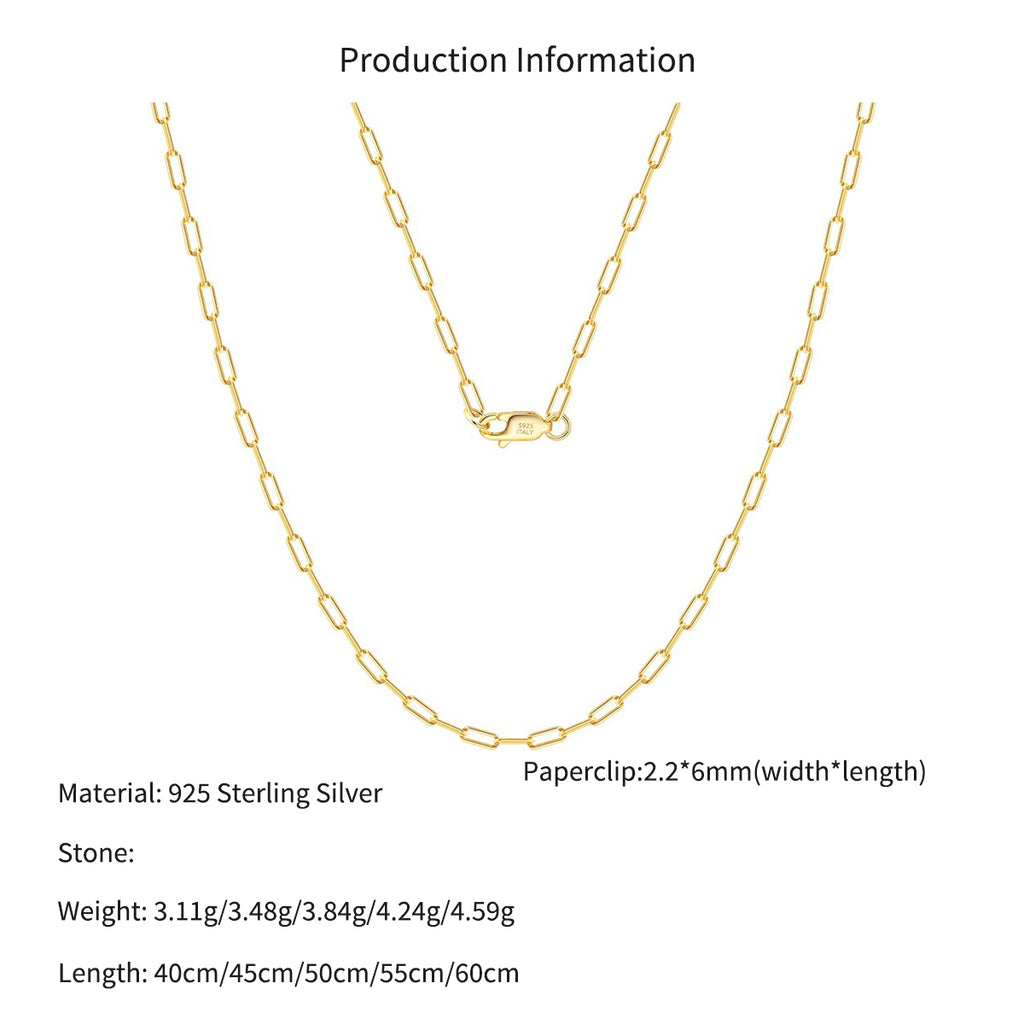 Wholesale 925 Sterling Silver 2.2mm Paperclip Link Chain Necklace 80100117