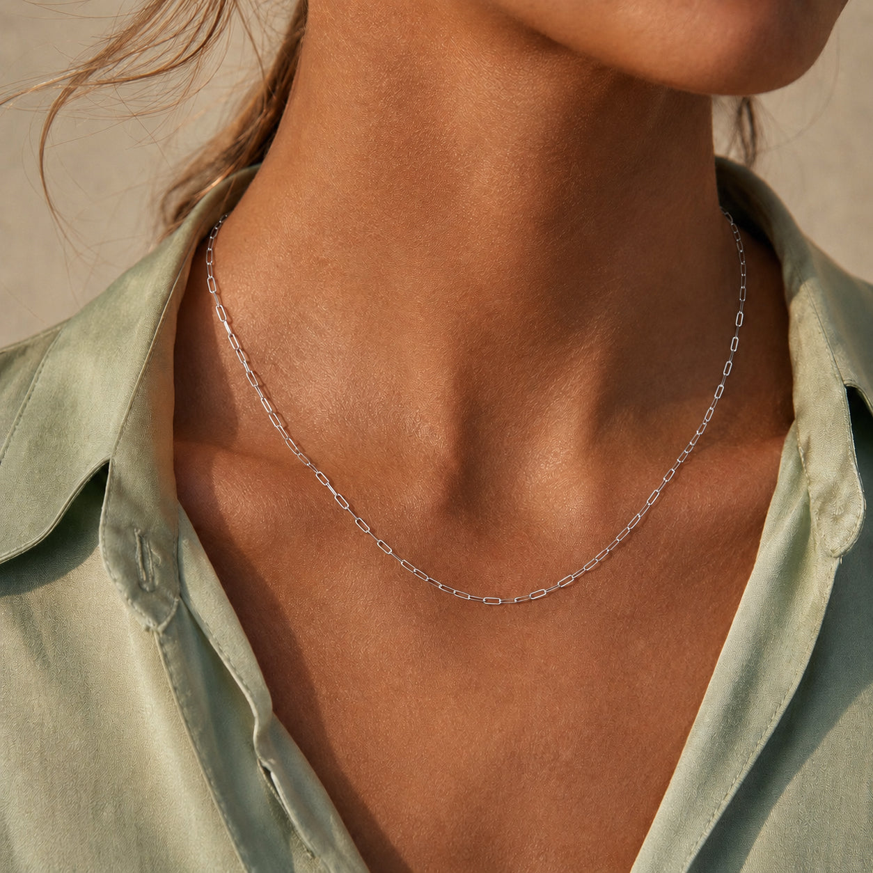 Wholesale 925 Sterling Silver 2.2mm Paperclip Link Chain Necklace 80100118