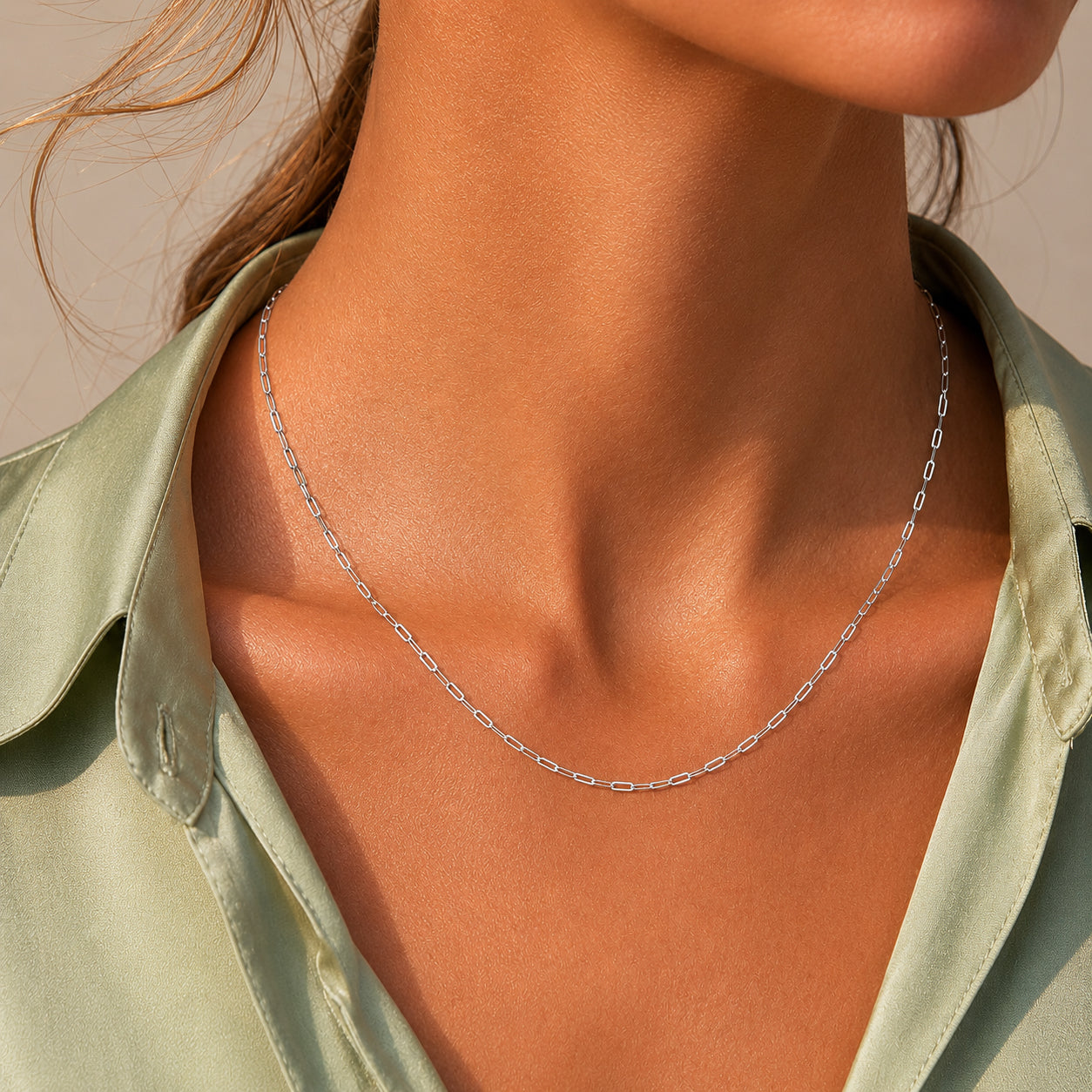 Wholesale 925 Sterling Silver 2.2mm Paperclip Link Chain Necklace 80100118