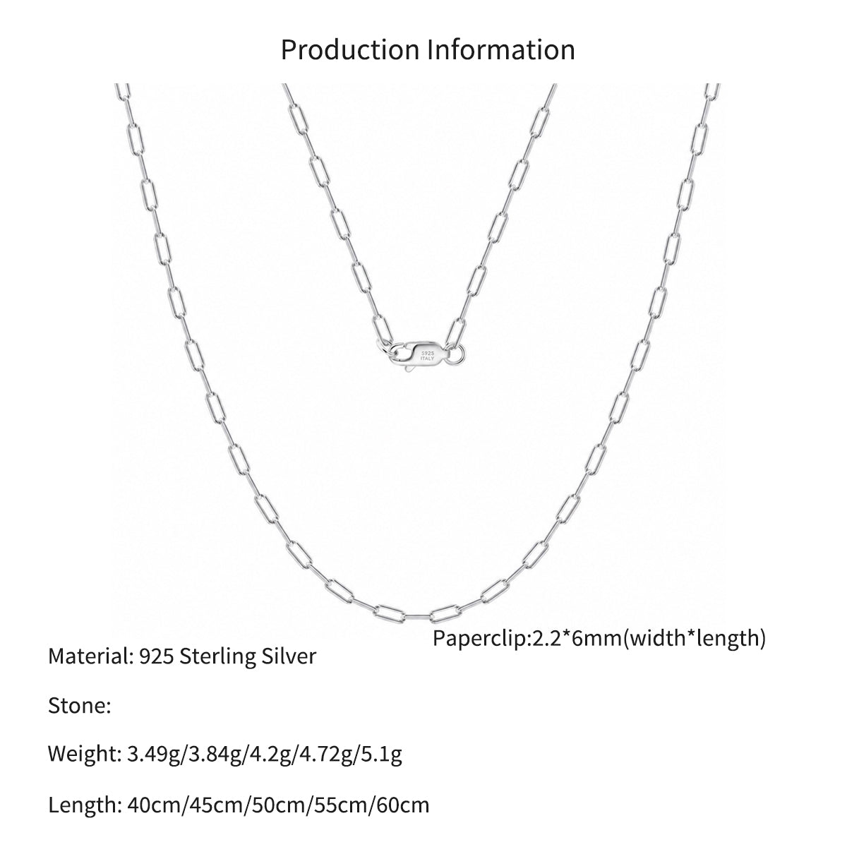 Wholesale 925 Sterling Silver 2.2mm Paperclip Link Chain Necklace 80100118