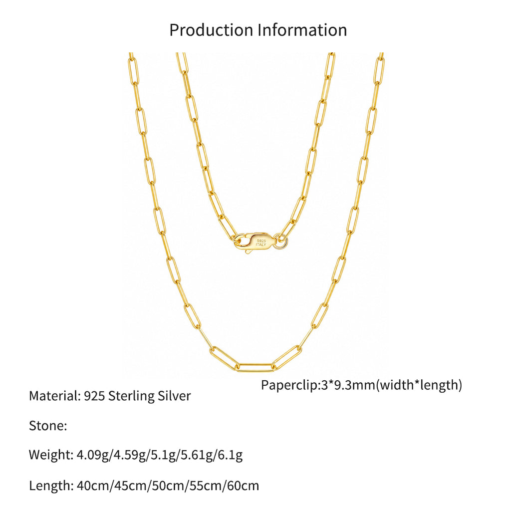 Wholesale 925 Sterling Silver 3mm Paperclip Link Chain Necklace 80100119