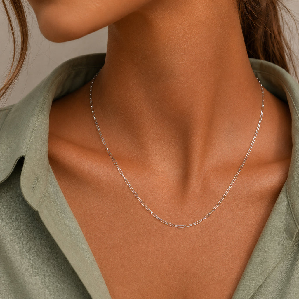 Wholesale 925 Sterling Silver 3mm Paperclip Link Chain Necklace 80100121