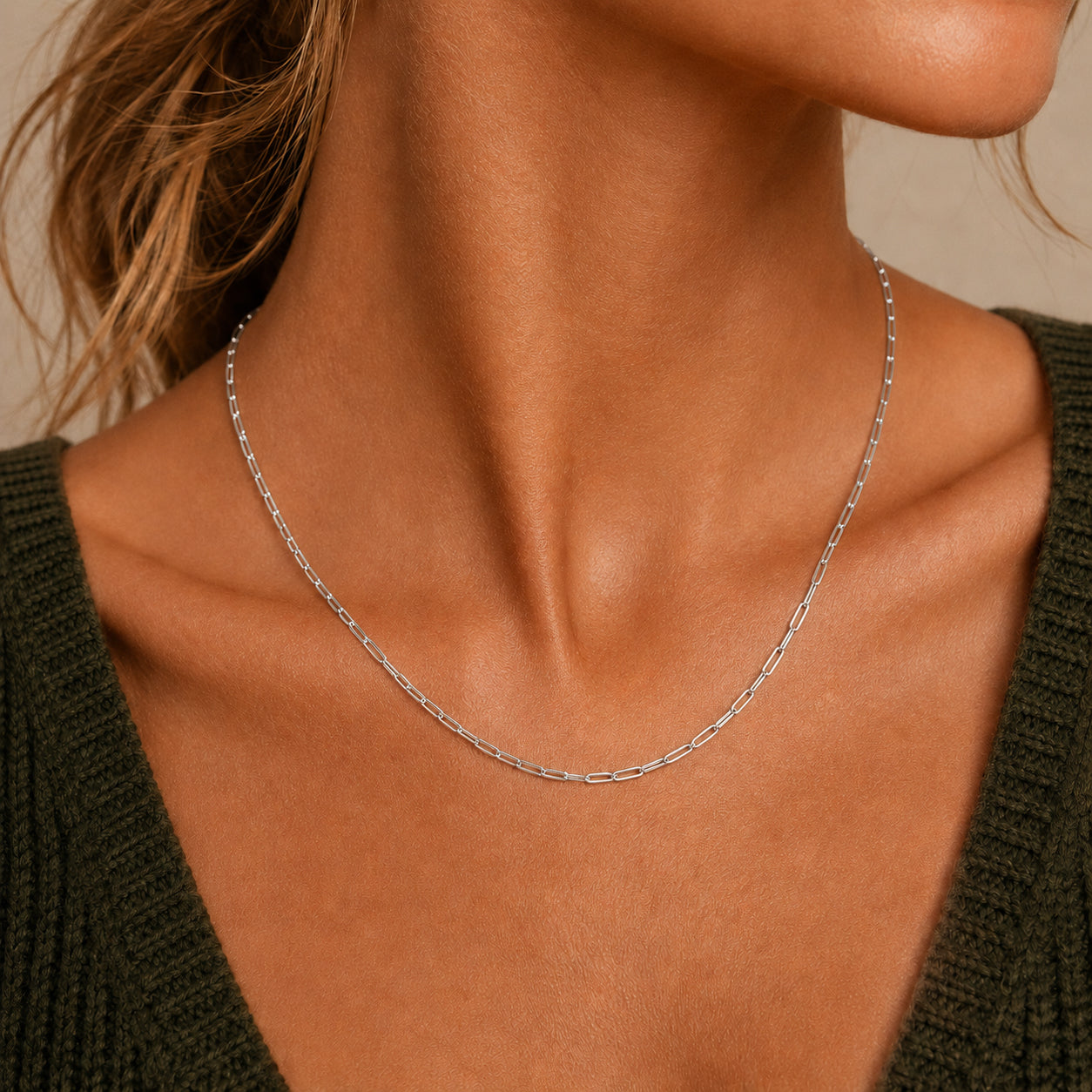 Wholesale 925 Sterling Silver 3mm Paperclip Link Chain Necklace 80100121