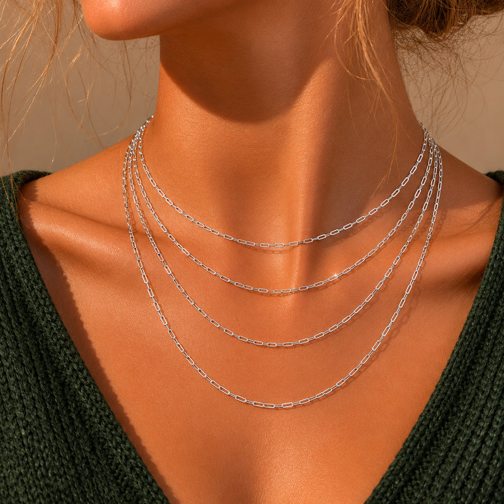 Wholesale 925 Sterling Silver 3mm Paperclip Link Chain Necklace 80100121