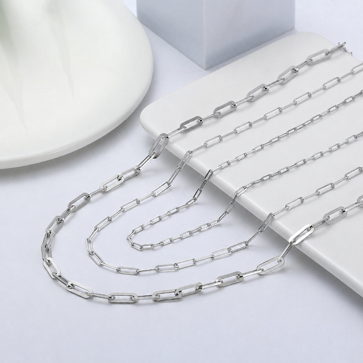 Wholesale 925 Sterling Silver 3mm Paperclip Link Chain Necklace 80100121