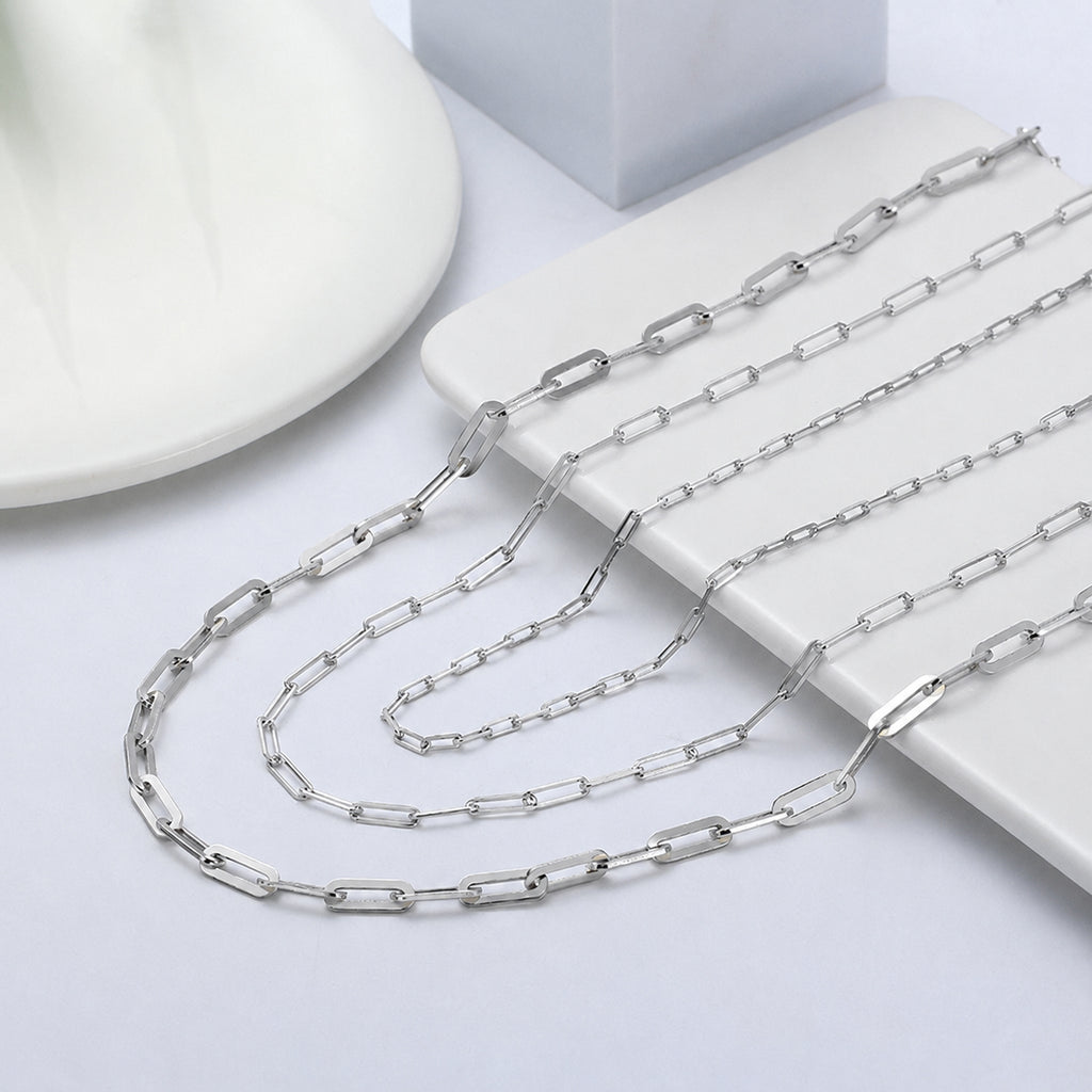 Wholesale 925 Sterling Silver 3mm Paperclip Link Chain Necklace 80100121