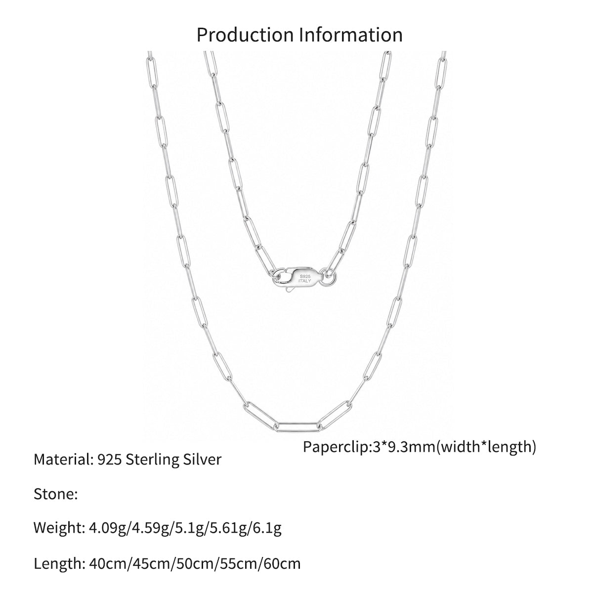 Wholesale 925 Sterling Silver 3mm Paperclip Link Chain Necklace 80100121
