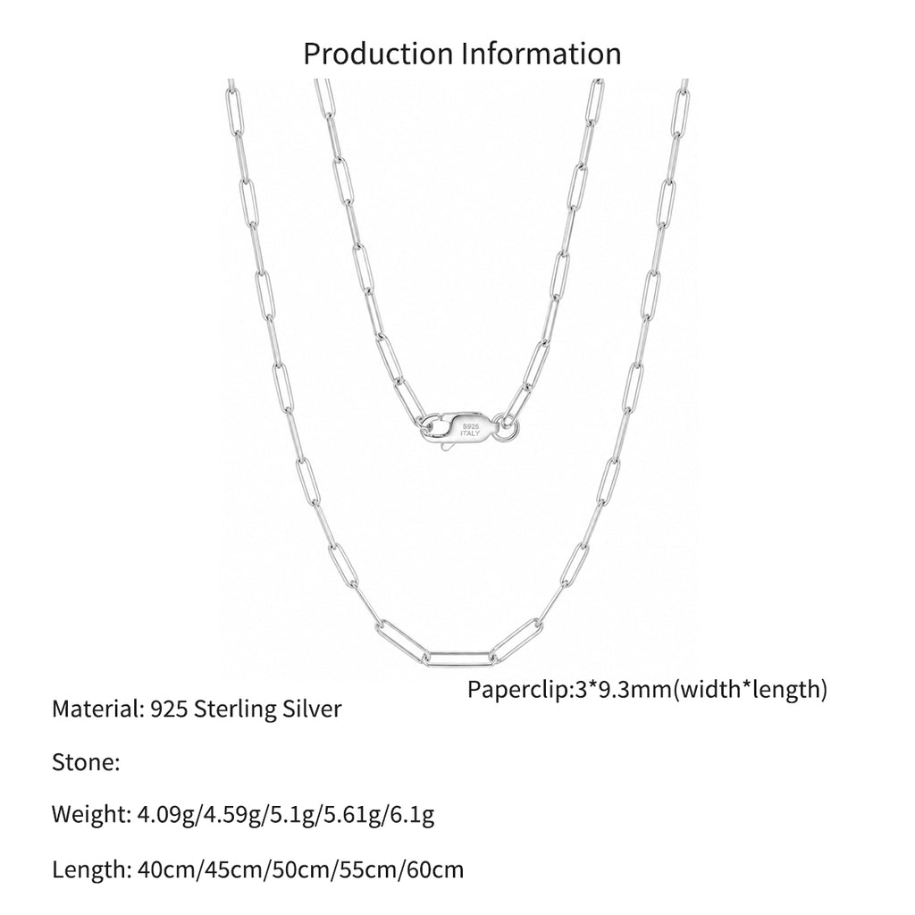 Wholesale 925 Sterling Silver 3mm Paperclip Link Chain Necklace 80100121