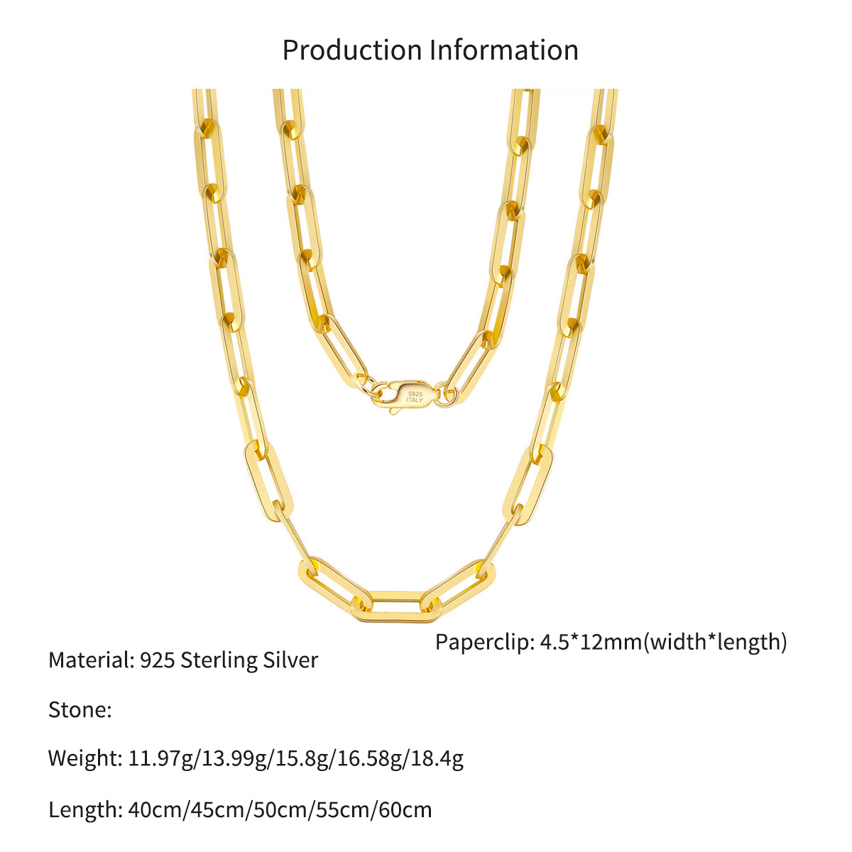 925 Sterling Silver 4.5mm Bold Paperclip Chain Necklace 80100123
