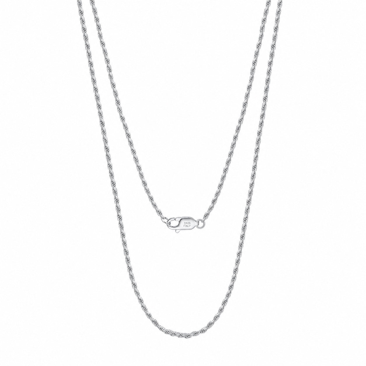925 Sterling Silver 1.2mm Classic Rope Twist Chain Necklace 80100126