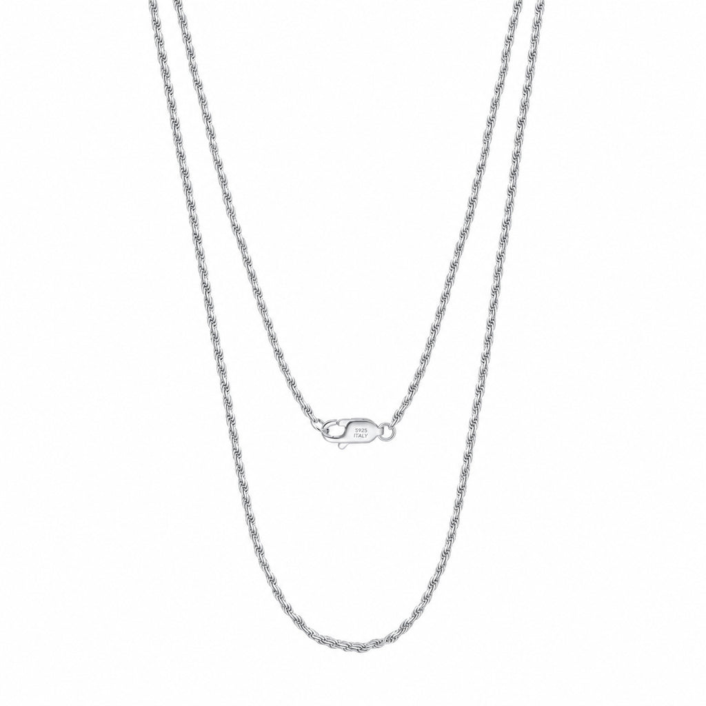 925 Sterling Silver 1.2mm Classic Rope Twist Chain Necklace 80100126
