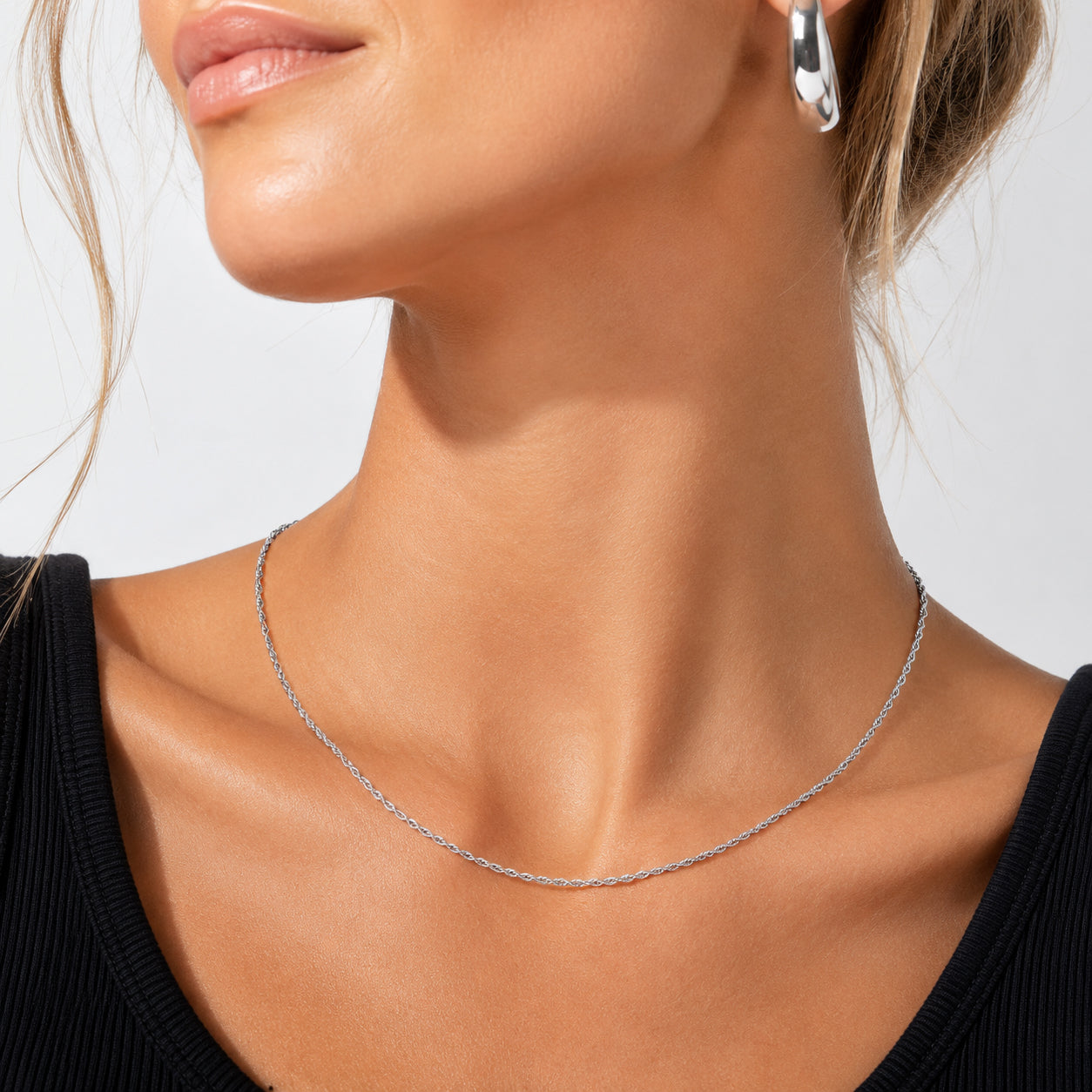 925 Sterling Silver 1.2mm Classic Rope Twist Chain Necklace 80100126