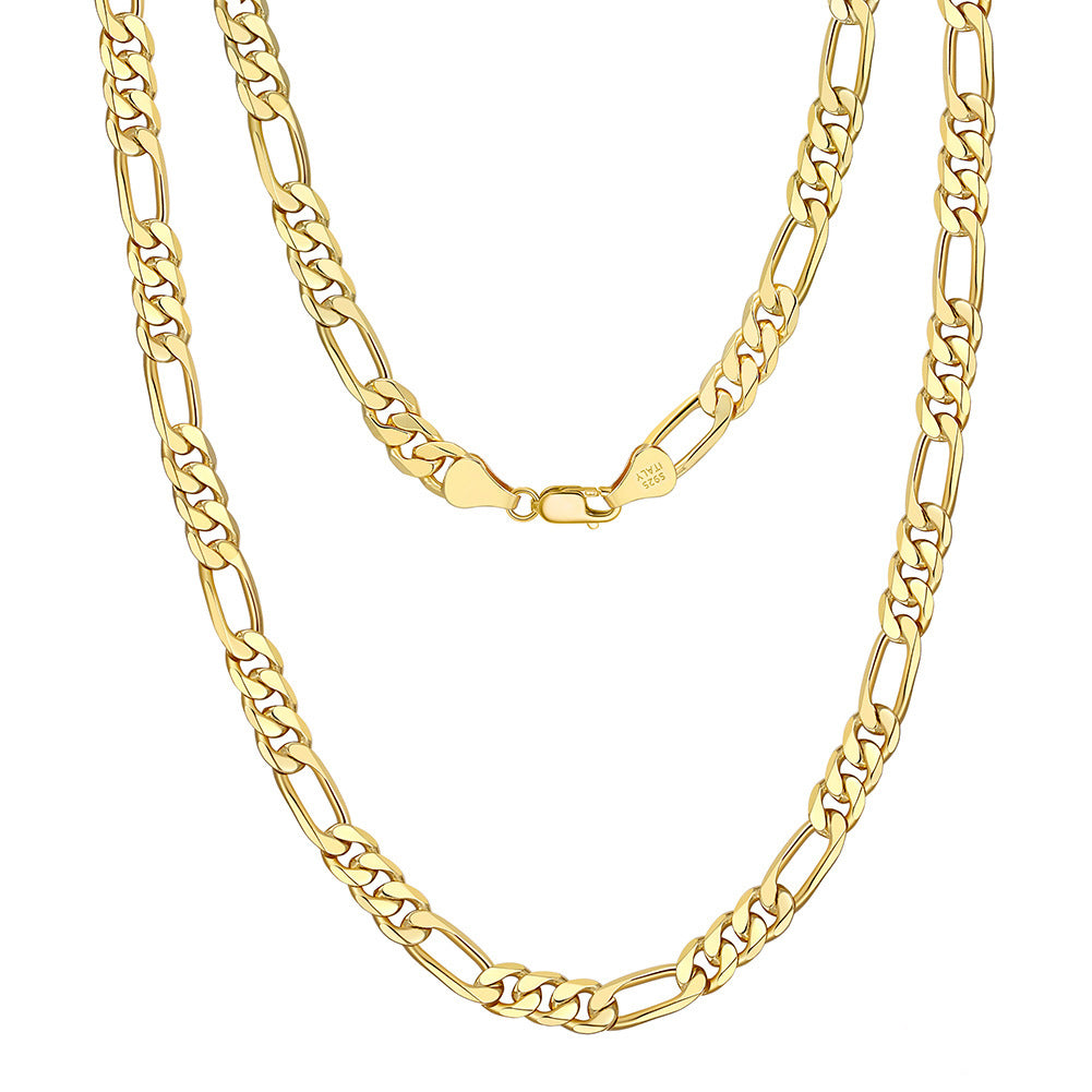 925 Sterling Silver 3.3mm Classic Figaro Chain Necklace 80100127