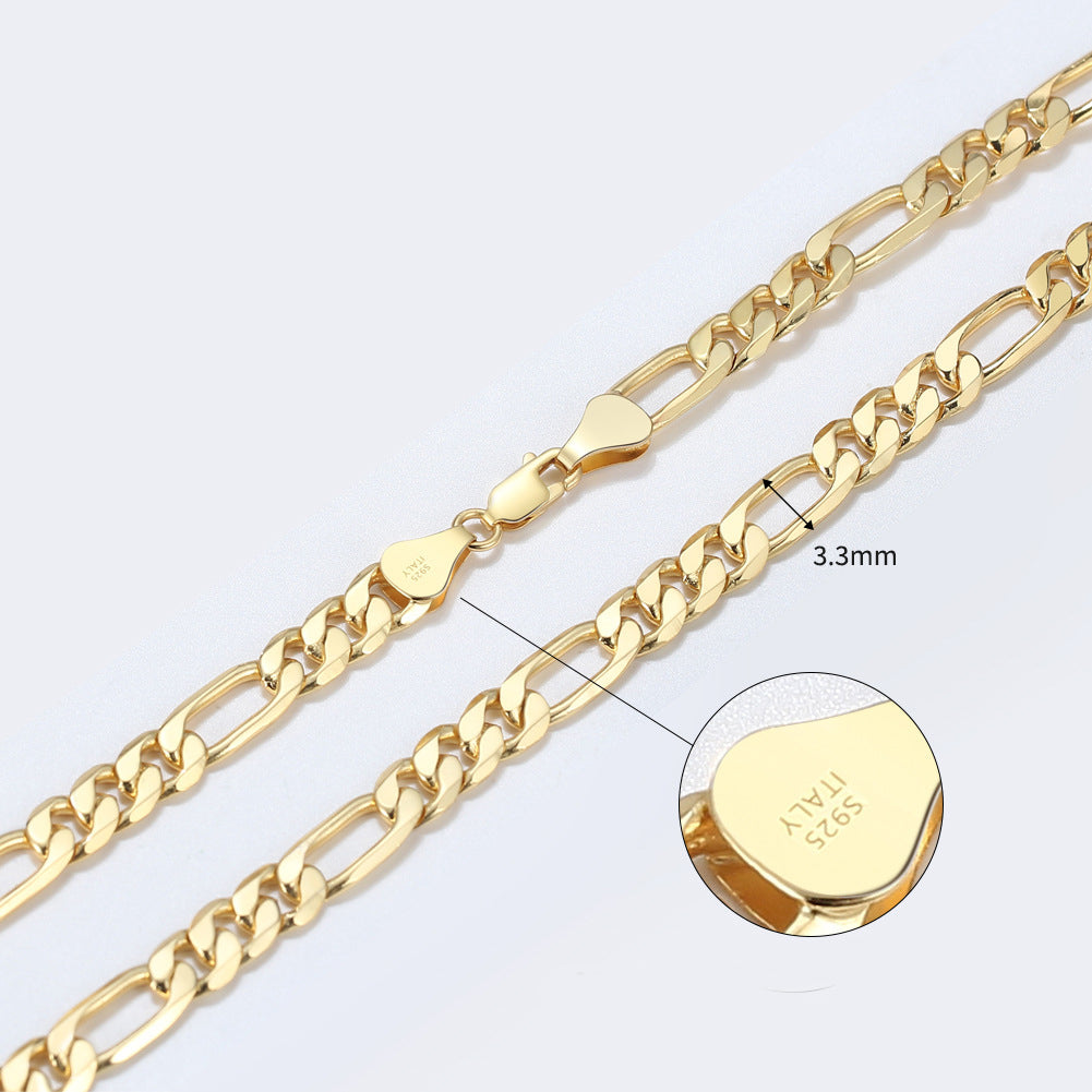 925 Sterling Silver 3.3mm Classic Figaro Chain Necklace 80100127